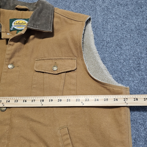 Vintage 90s Cabelas Sherpa Lined Vest Size XL Canvas Duck Canvas NUBUCK Trim WOW - Picture 13 of 14